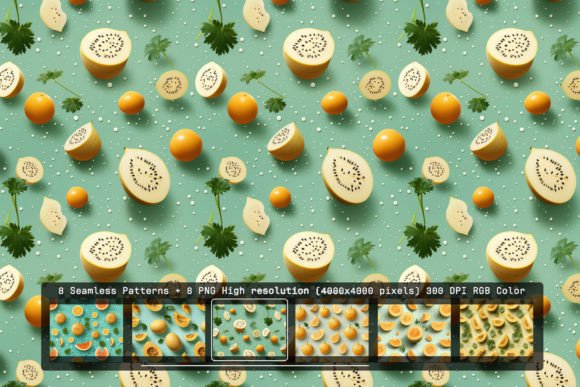 8 Cantaloupe Circles Seamless Patterns