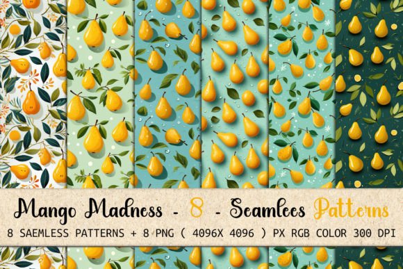 8 Mango Madness Seamless Patterns for Bold Design