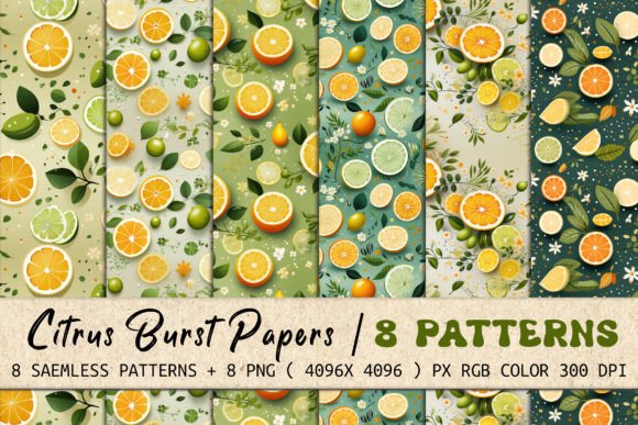 Citrus Burst Seamless Patterns: Elevating Your Design Projects with High-Resolution Textures