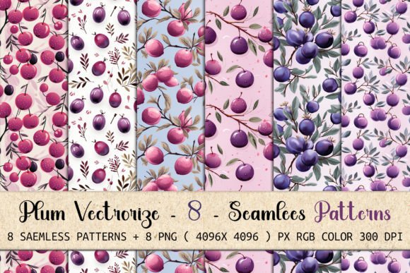 Plum Perfection Seamless Patterns: Elevating Your Design Projects with High-Resolution Versatility